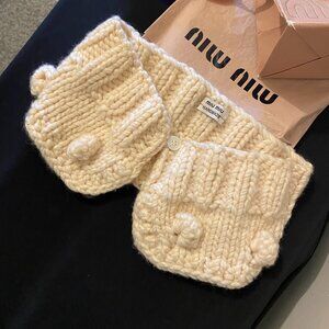 MIU MIU - HANDMADE KNIT "COLLO LANO HANDMADE BIANCO" COLLAR NWT